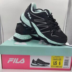 Fila Quadrix Women's Trail Running Hiking Shoes Black Teal 6.0 New